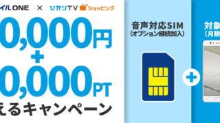 OCNモバイルONEとひかりTVショッピングでキャッシュバック3万円!